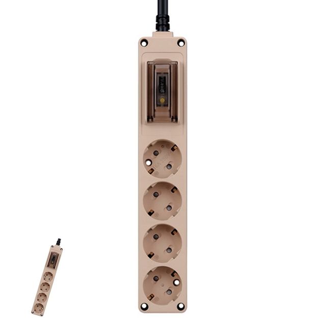 절전멀티탭 전기연장선 멀티탭 오브제 고용량 누전차단 멀티코드 콘센트 4구 1.5M 베이지