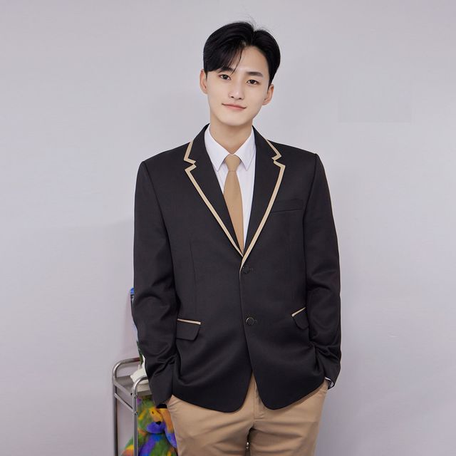 베이지라인 브라운 남자 교복 자켓 학생복