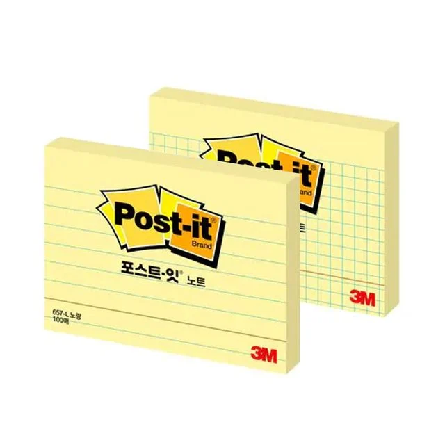 3M 포스트잇 라인 격자 노트 657 - 102x76mm 실용 메모지