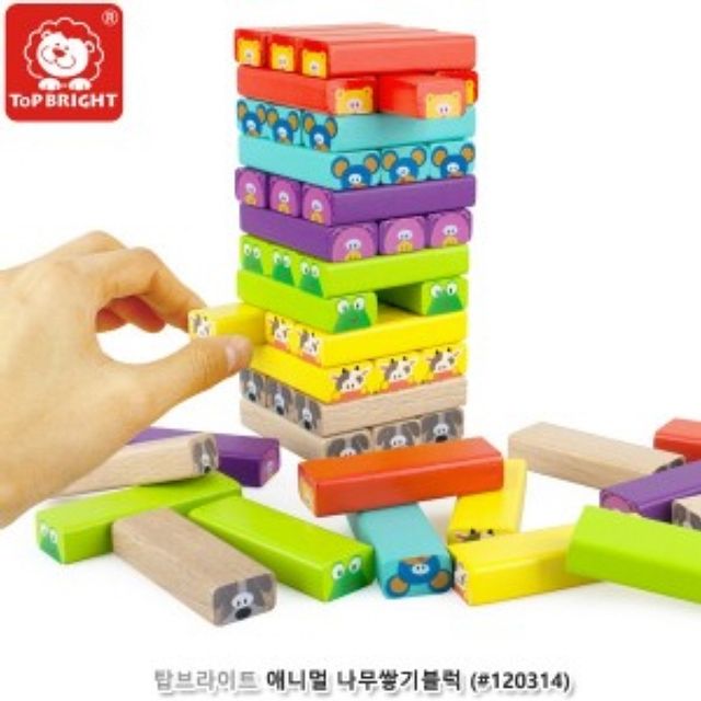 탑브라이트 애니멀 나무쌓기블럭 - 유아 균형감각 및 창의력 놀이