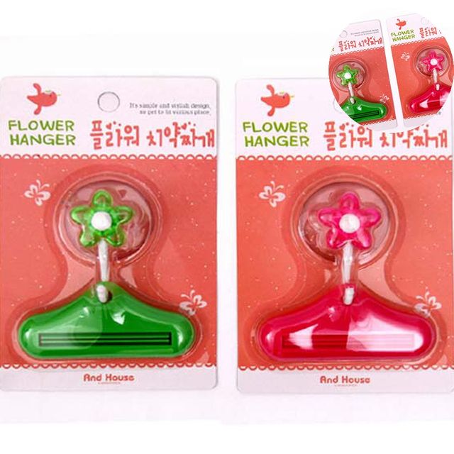 칫솔걸이 치약홀더 플라워치약짜개