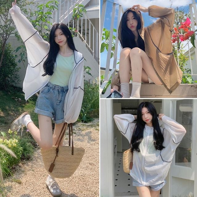 오버핏 시스루 후드 바람막이 LL-O126 - 가벼운 아우터 추천