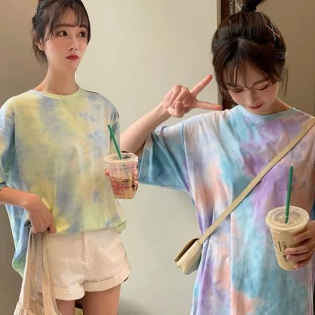 파스텔 컬러 라운드넥 여성 기본 티셔츠