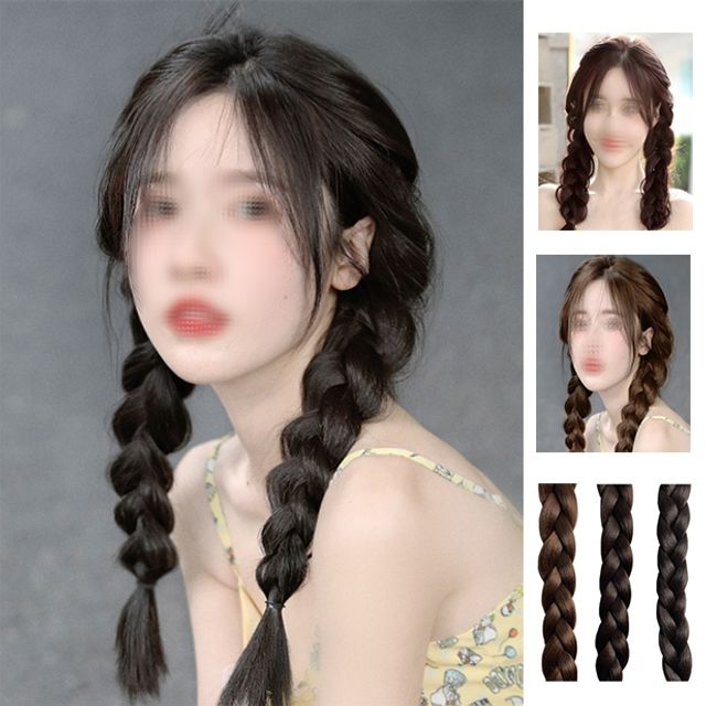 여성 포니테일 부분가발 땋은 머리, 코스프레 가발