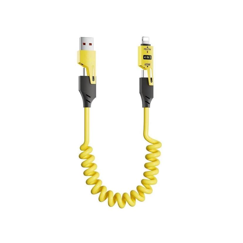 4in1 고속 스프링 충전 케이블 - C타입 8핀 USB