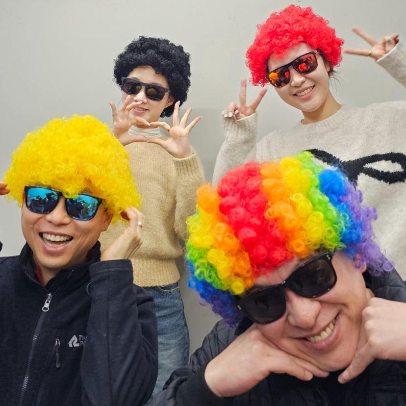 인생사진 네컷 뽀글머리 가발 - 레인보우 파티용