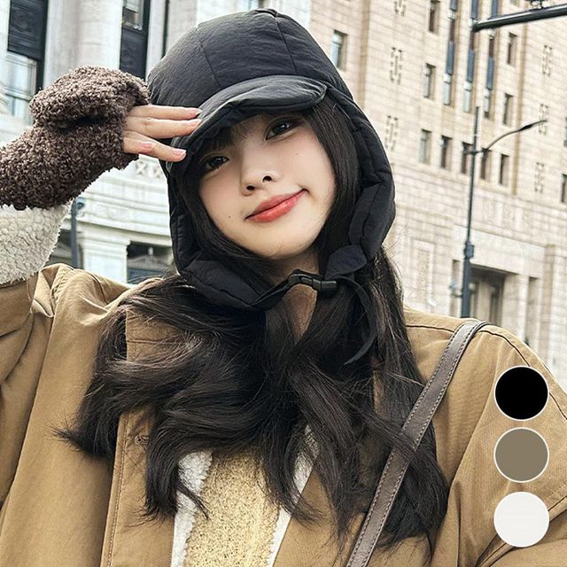 여자모자 귀달이 패딩 캡 - 겨울 방한 필수 아이템