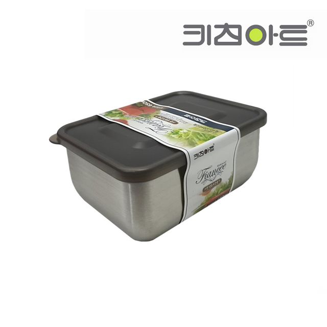 키친아트 피앙새 스텐 냉동용기 2호, 650ml 사각 보관통