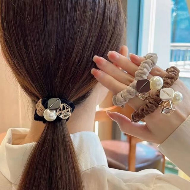 진주머리끈 곱창끈 헤어슈슈 펜던트 기하학 세트