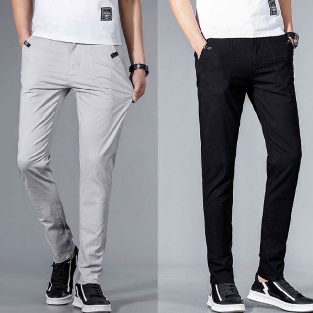 남자 폴리 바지 슬림핏 일상복 캐주얼 데일리 팬츠