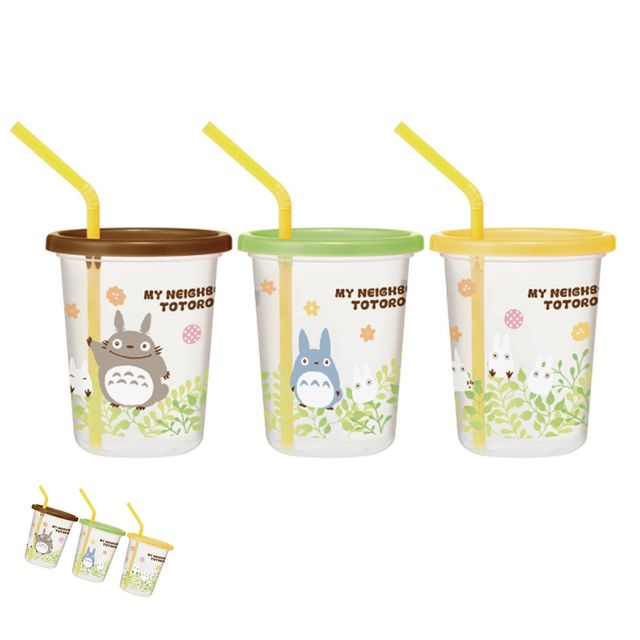 유아물컵 가정용머그컵 빨대컵 토토로 플랜츠 스트로 텀블러 3P 세트 320ml