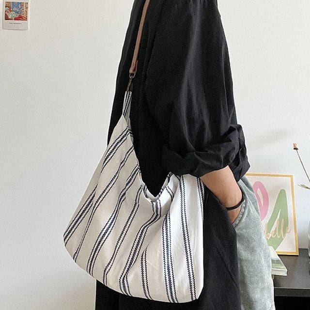 여성 블루 스트라이프 데일리 패션 숄더백 가방