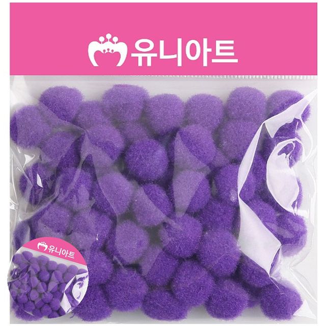 파스텔폼폼이 사탕목걸이만들기 퐁퐁 15mm 보라