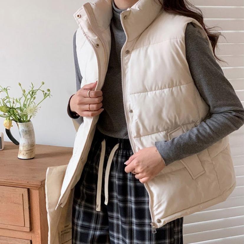 여성 데일리 패딩 조끼 하이넥 겨울 베스트