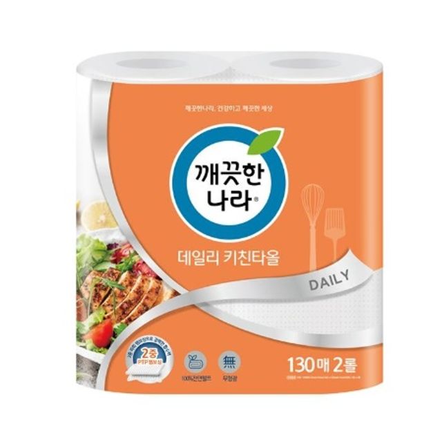 데일리 키친타올 깨끗한 나라 이중엠보싱 130매 2롤 - 흡수력 좋은 주방용품