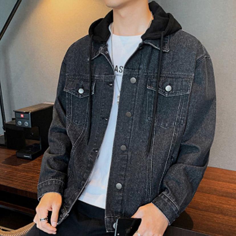 후드 탈부착 남성 데님 청자켓 - 기본 스타일 재켓