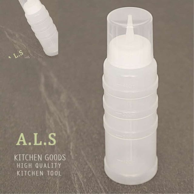 계량컵 겸용 뚜껑 소스병 중 400ml 케찹통 투명뚜껑소스병 소스통 시럽병