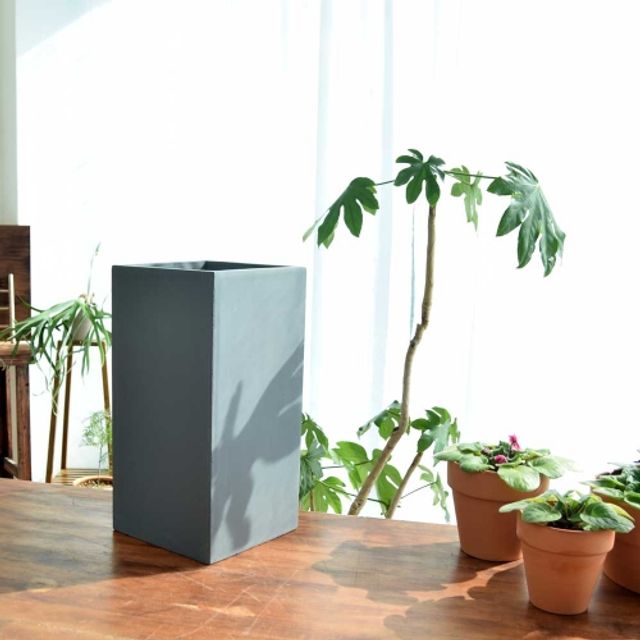 모던 FRP 매트그레이 사각 대형화분 22x22x45cm - 실내외 인테리어 화분