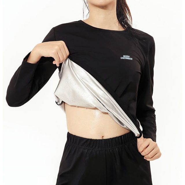 여성 내부 땀복 코팅 긴팔 티셔츠 땀배출 돕는 운동복