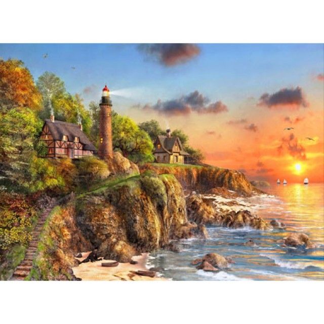 1000피스 노을 지는 바닷가 등대 직소 퍼즐 풍경