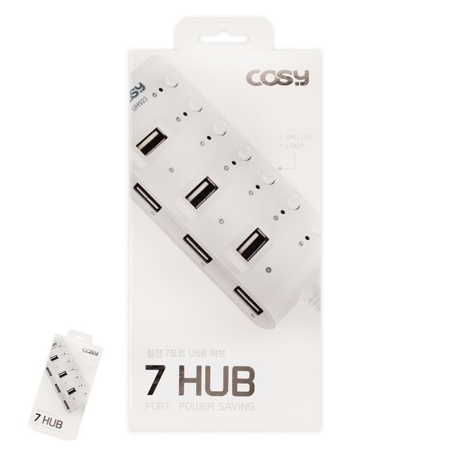 유에스비 USB포트 멀티허브 usb허브 절전 7포트 USB 허브 화이트