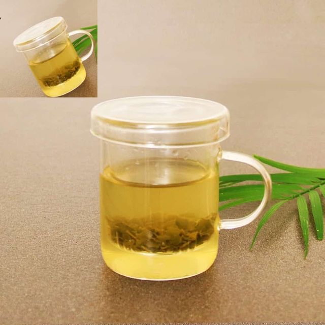 내열유리 리프 티머그 300ml 차잔 투명유리잔 유리컵 홈카페잔