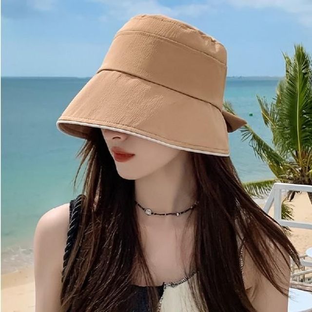 앙고라 겨울 리본 버킷햇 자외선 차단 벙거지 여성 모자