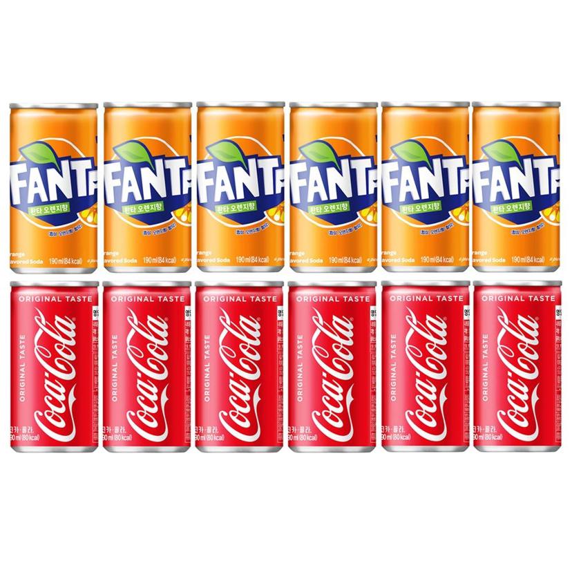 코카콜라 환타 오렌지 190ml 12캔 - 탄산 미니캔 세트