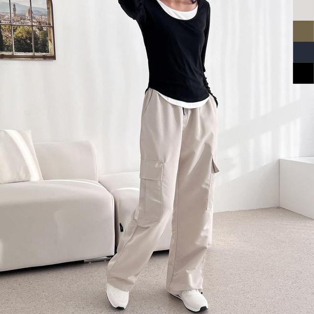 신상 여성바지 면 배기팬츠 밴딩 면바지 여자바지