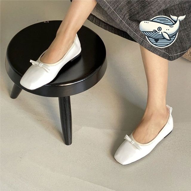 여성 스퀘어코 리본 플랫 슈즈, 편안한 단화 로퍼