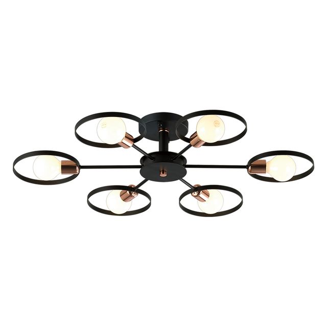 고리 6등 직부 블랙 거실등 식탁등 LED 조명