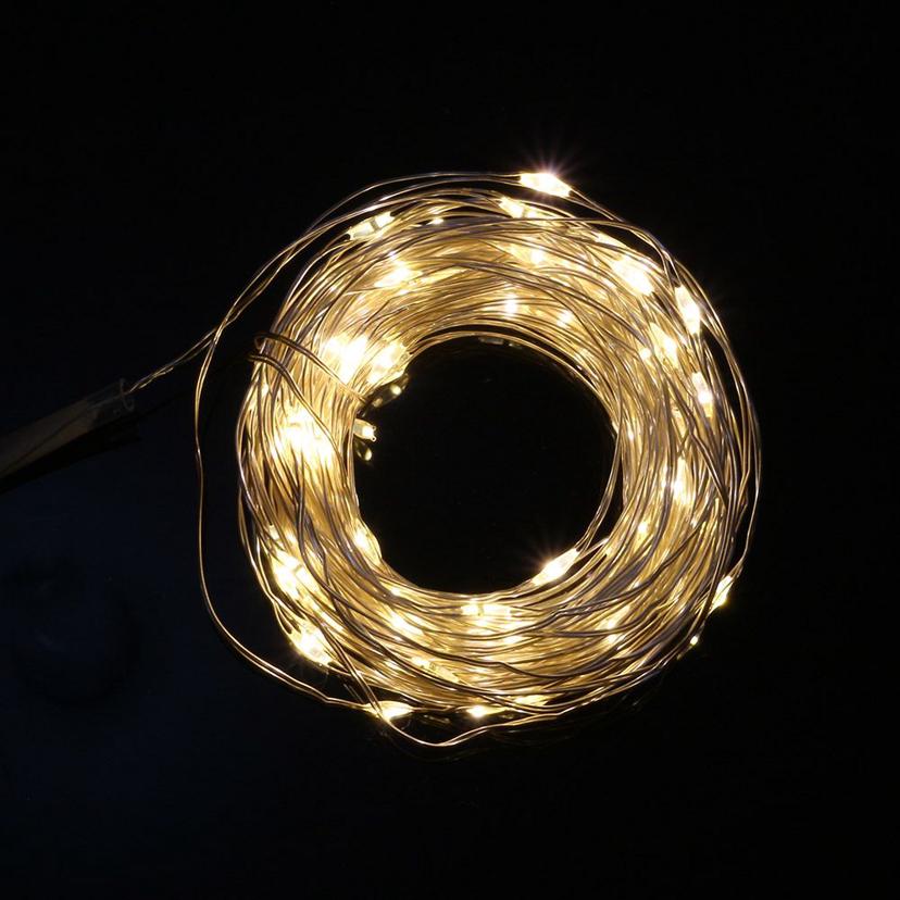USB 100구 LED 와이어 전구 10M 웜색 트리 데코 조명