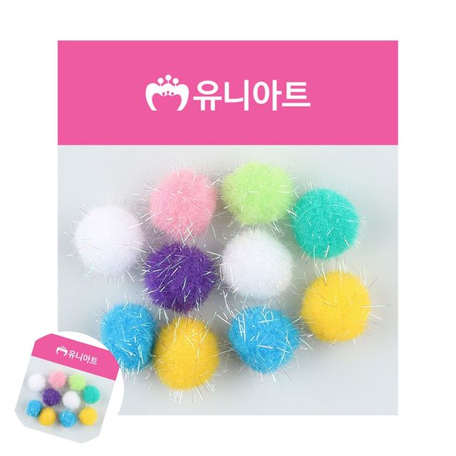 만들기재료 파스텔뿅뿅이 반짝이 퐁퐁 25mm 혼합