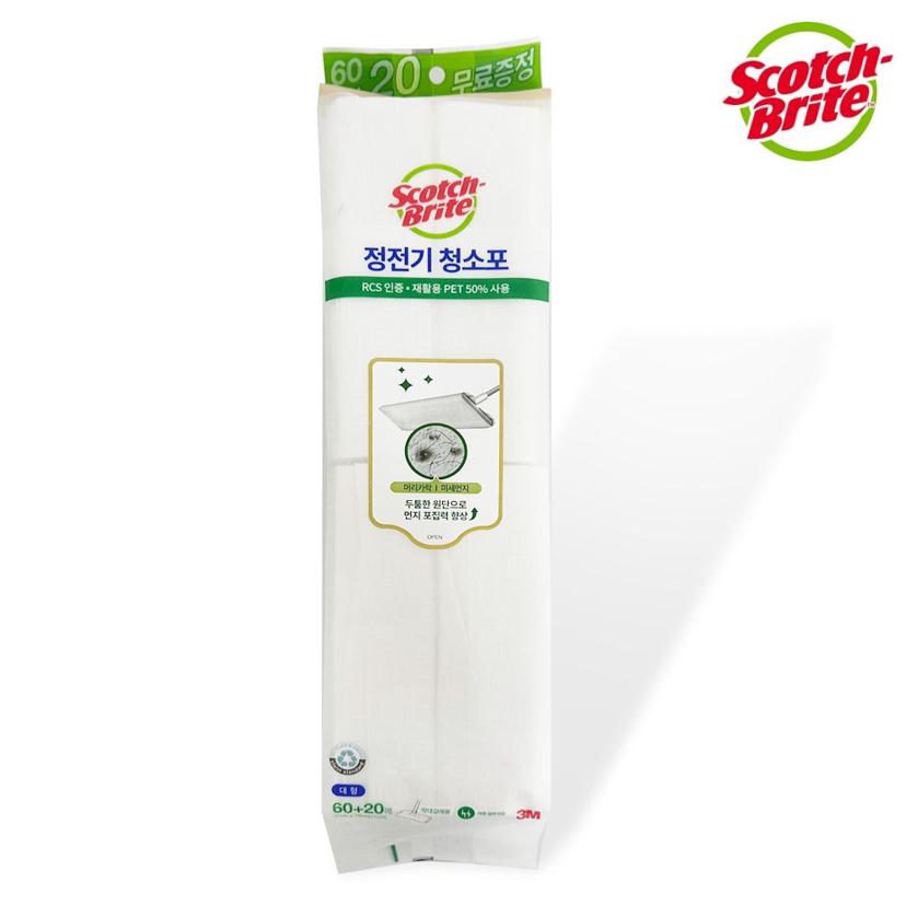 3M 정전기 청소포 대형 80매 막대 걸레용 패드