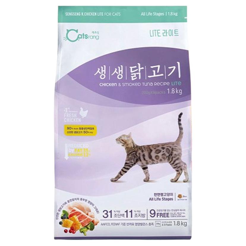 캐츠랑 생생 닭고기 라이트 1.8kg - 전연령 고양이 사료