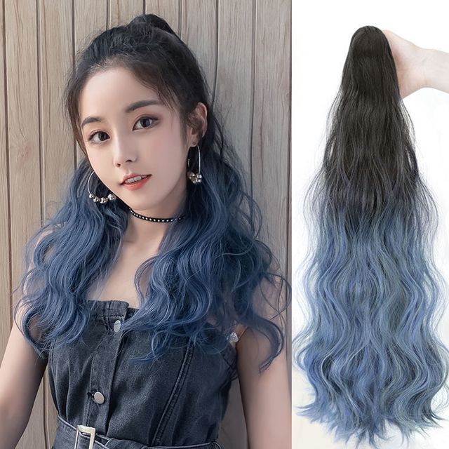 여성 가발 포니테일 헤어피스, 그라데이션 컬러 묶음머리