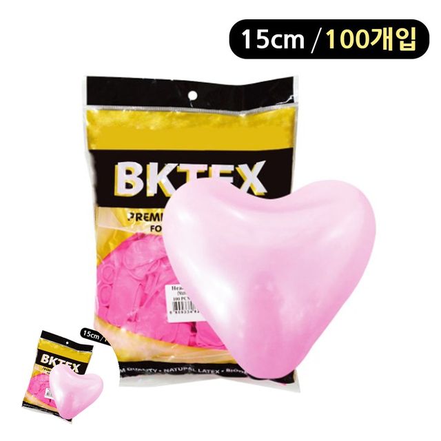 고무풍선 파티풍선 핑크 일반 하트풍선 15cm 100개입