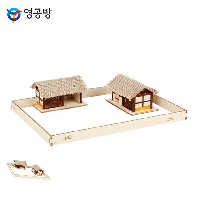 나무조립장난감 나무모형집 미니 대문채와 헛간세트