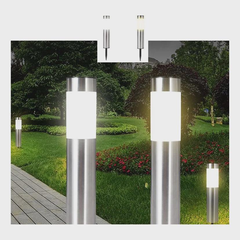 LED 태양열 기둥 정원등 꽂이등 잔디등 실버 인테리어