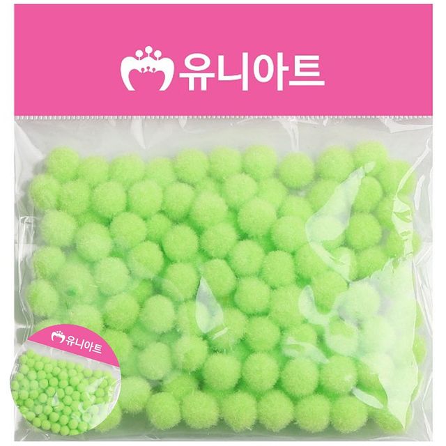 솜방울폼폼이털방울 사탕목걸이만들기 퐁퐁 10mm 연두