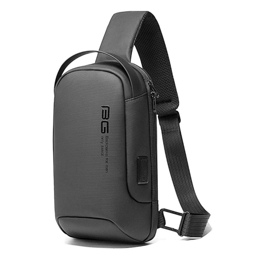 남성용 바디백 USB 충전 슬링백 여행용 가방 블랙