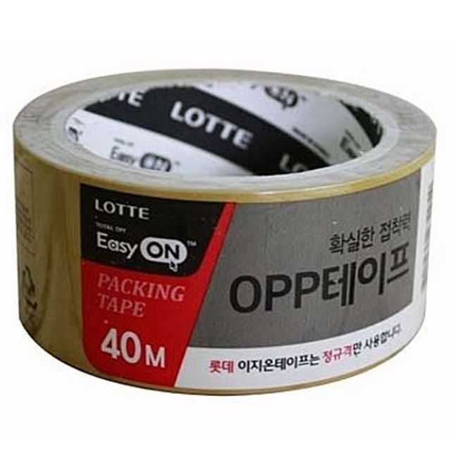 롯데 이지온 황색 박스 테이프 48x40mm 1p - 포장용 접착테이프
