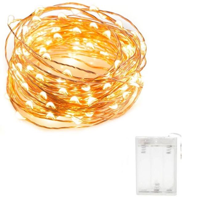 LED 와이어 줄조명 10M 100구 웜색 AA건전지용 감성 인테리어