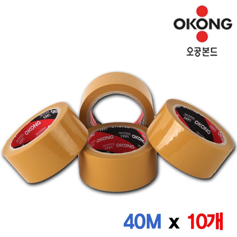 오공 황색 박스 테이프 40M 10개 세트 사계절용