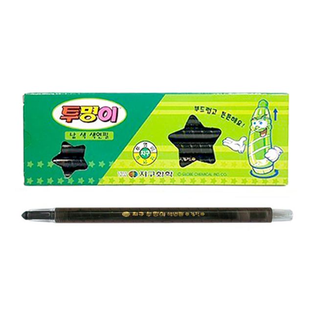 지구 투명이 낱색 색연필 검정 12자루 세트 채점펜