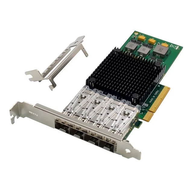 브로드컴 서버용 4포트 랜카드 10G 기가비트 PCIE 쿼드 SFP+ NAS PXE 광패치코드 네트워크 광모듈 데스크탑