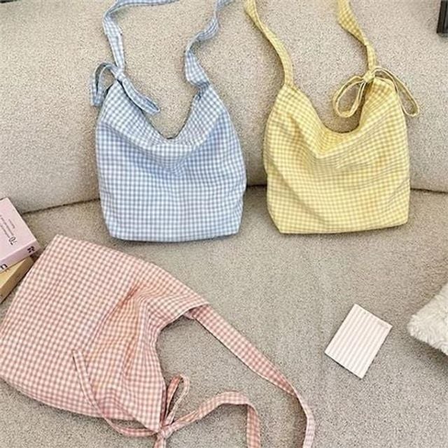가벼운 여성 체크 에코백 데일리 여성 숄더 에코백 보부상 여름