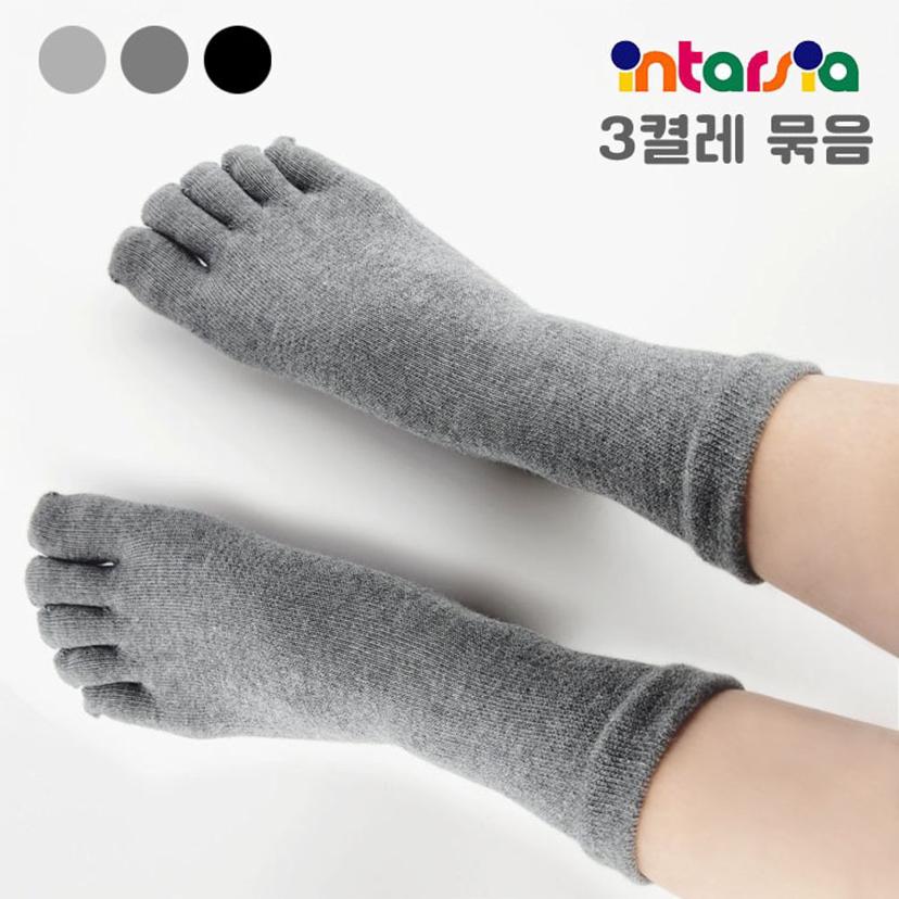 여성 발가락양말 3켤레 세트 면 혼방 편안한 양말