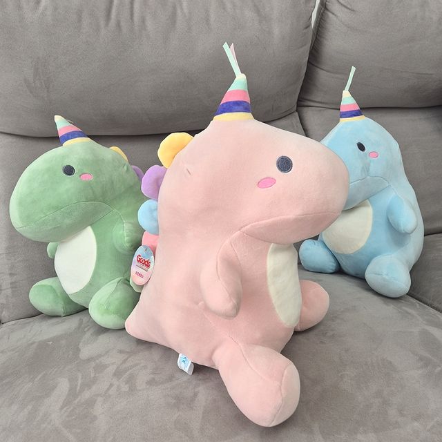 생일모자 파스텔 공룡인형 애착 생일 선물 봉제인형