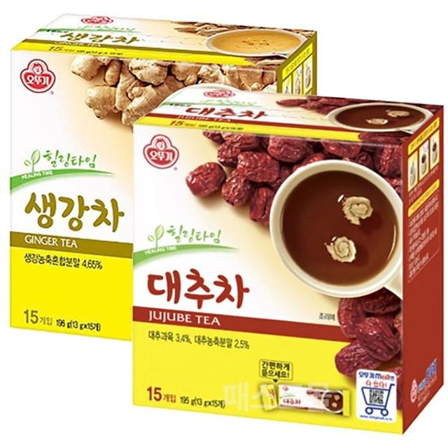 오뚜기 생강차 대추차 혼합 세트, 따뜻한 차 음료